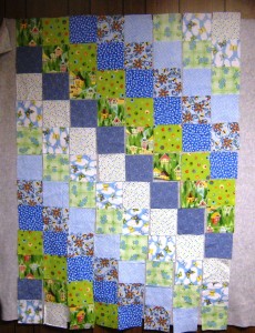 blue and green baby quilt